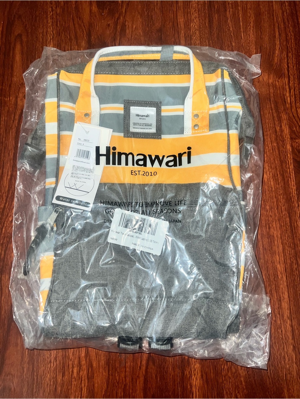 Himawari Gray and Yellow Stripes Backpack